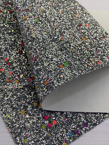 Silver Mixed Clays Chunky Glitter Canvas Sheet